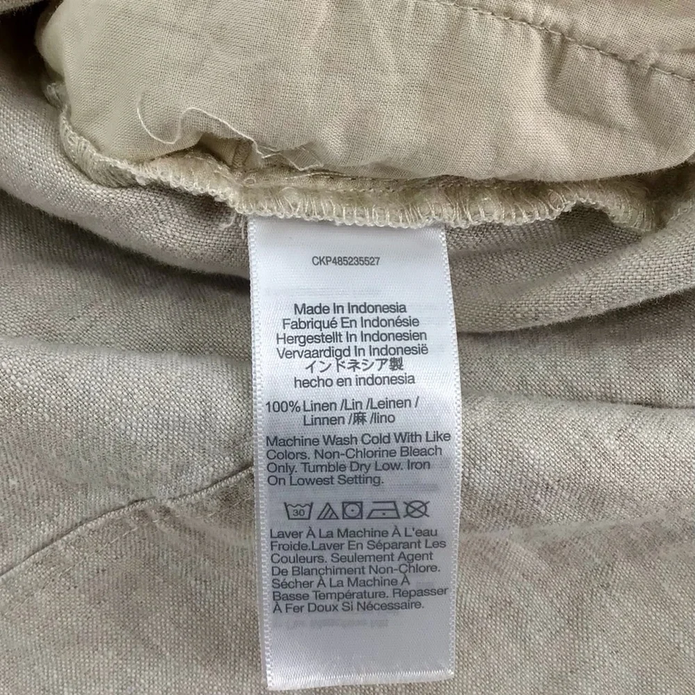 Madewell V-neck Palma Mini Dress in 100% Linen Natural Undyed nq627 Size XXS - Picture 7 of 13